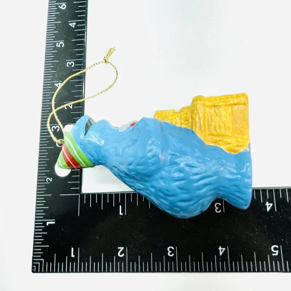 Vintage Christmas Ornament COOKIE MONSTER SESAME ST. MUPPETS Hand Painted Taiwan